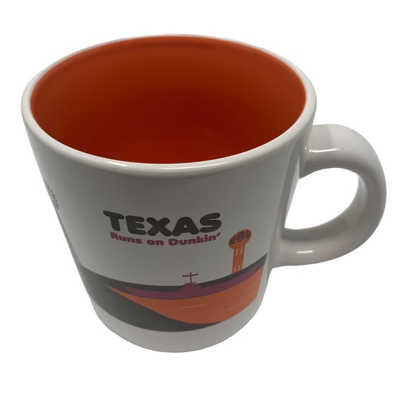 Dunkin’ Donuts Texas Mug “Texas Runs on Dunkin’” Orange Interior 14 oz - Picture 2 of 6